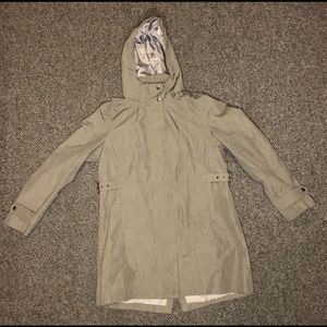 Light grey Kirkland raincoat with detachable hood